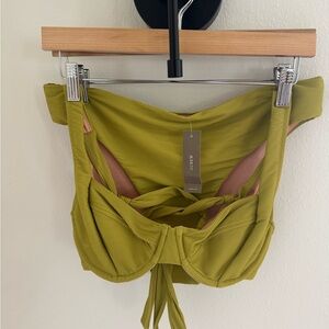 J. Crew ribbed cross-back underwire bikini set - 32D/Large - Charm green